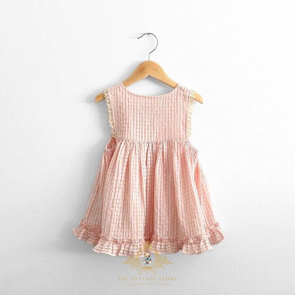 NWT Pretty Girls Sun Dress Checkered Lace Ruffles Bohemian Spring & Summer 2T - Picture 2 of 2